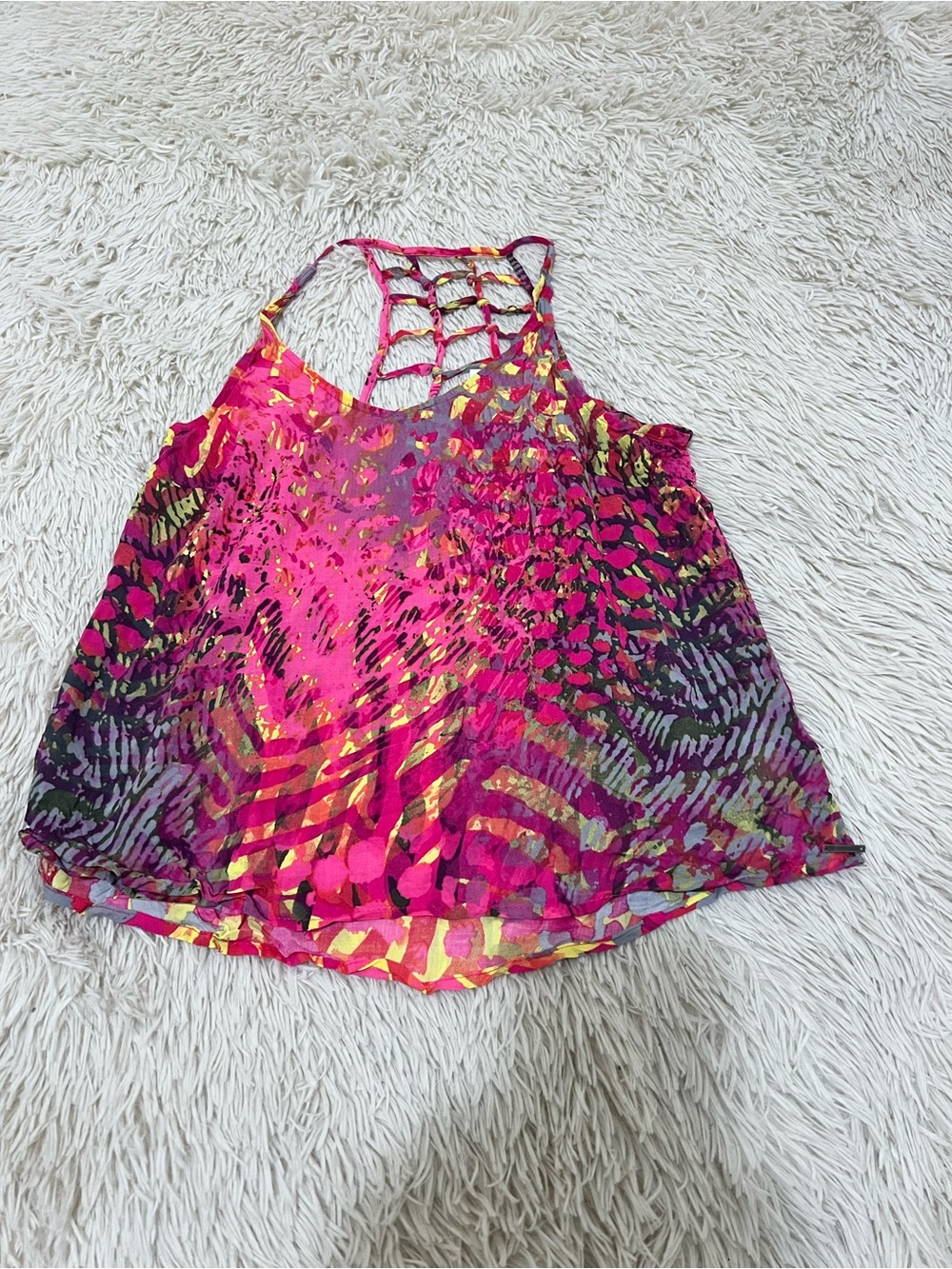 Hang Ten Fuchsia Multi-Print Strappy Back Tank
